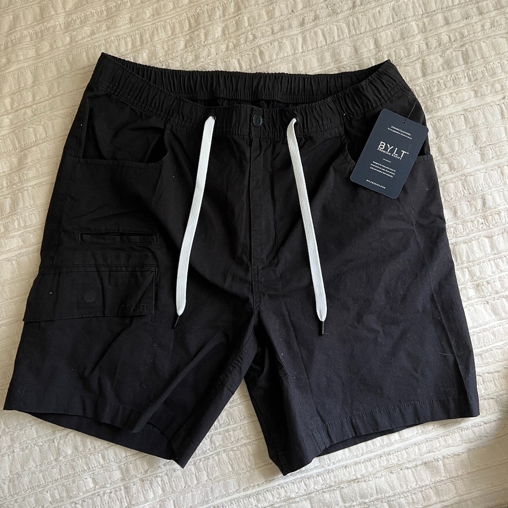 BRAND NEW BYLT BASIC MENS BLACK SHORTS